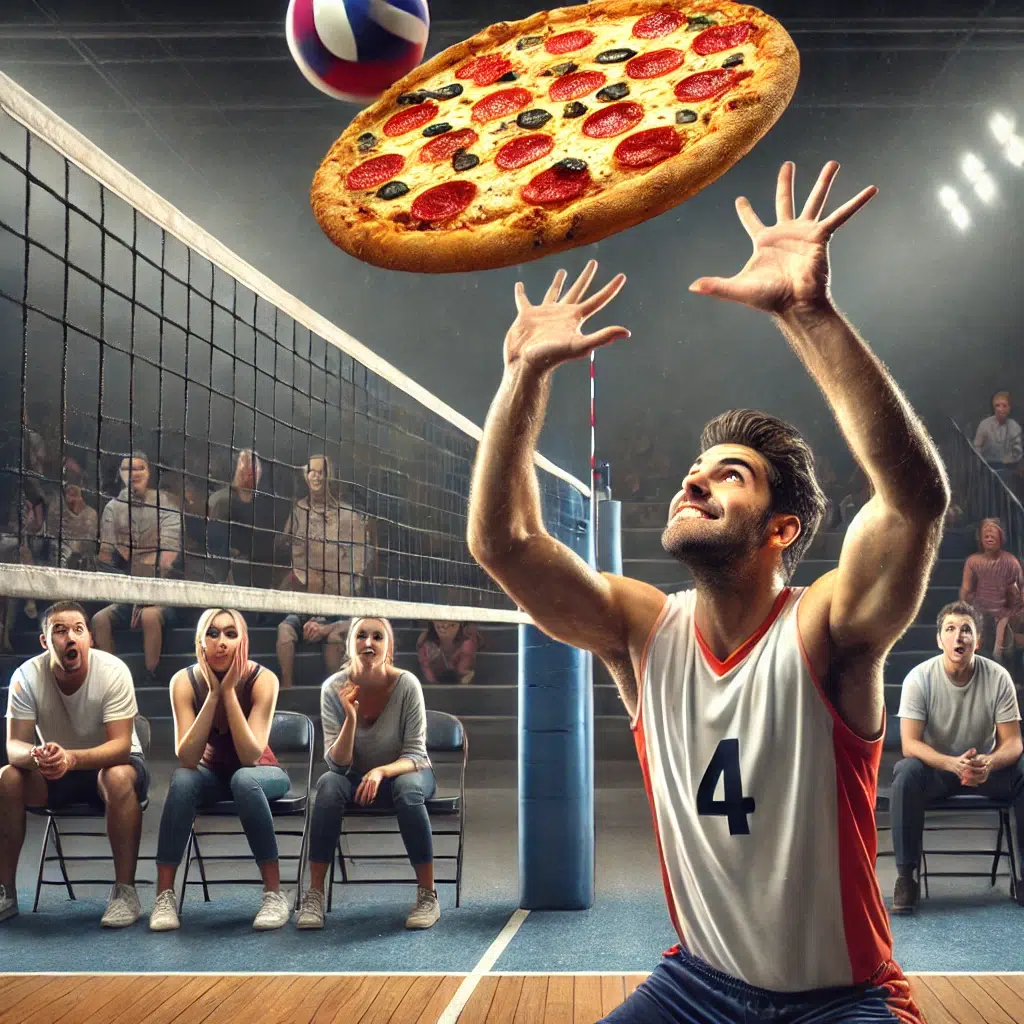 envoyer une pizza expression volley pour une mauvaise passe